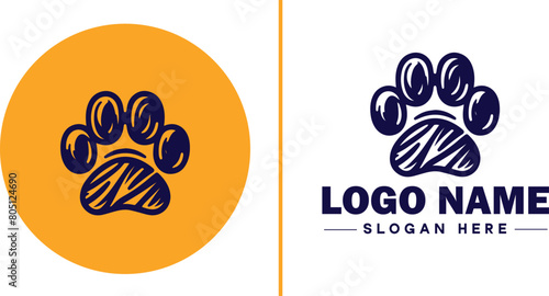 Pet paw icon dog cat puppy pet paw logo sign symbol editable vector