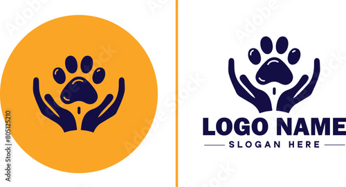 Pet paw icon dog cat puppy pet paw logo sign symbol editable vector