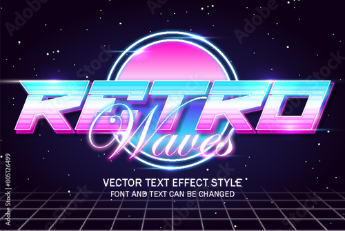 retrowaves futuristic vaporize techno style typography editable text effect font template design photo