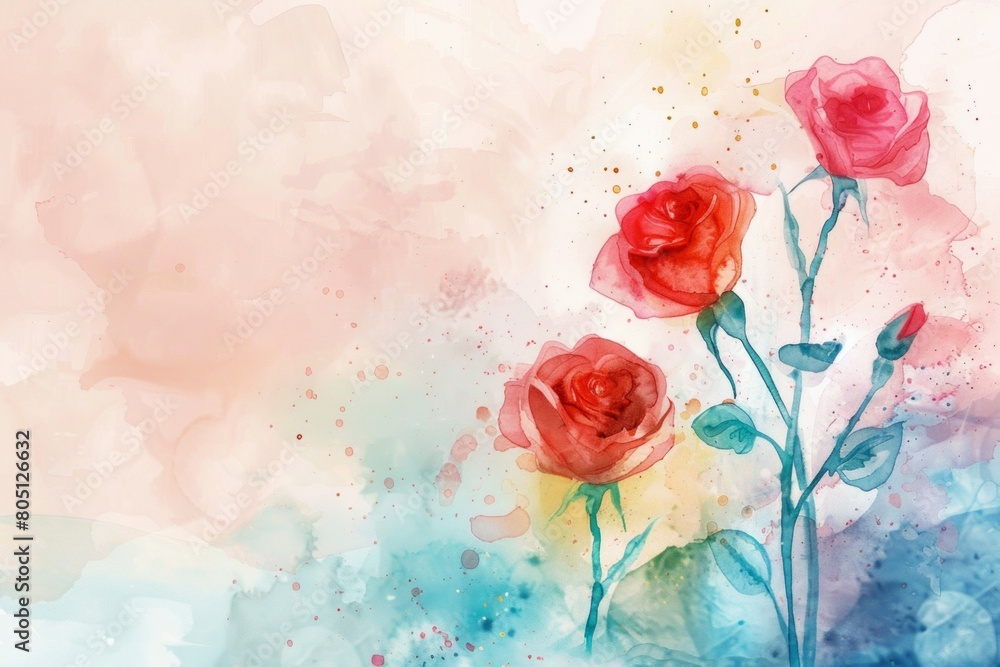 Obraz premium watercolor rose background 