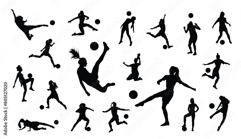 Female soccer player silhouette Female soccer player silhouette