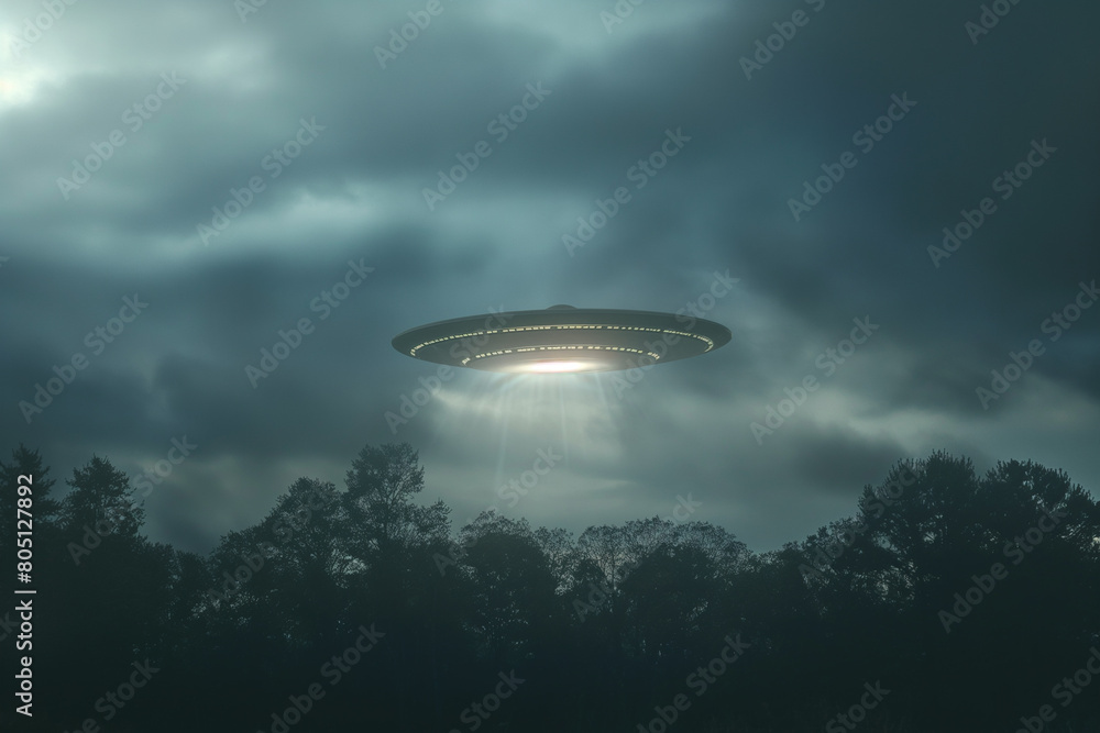 World UFO Day, Unidentified flying object on blue neutral background. World UFO Day, Unidentified flying object on blue neutral background.