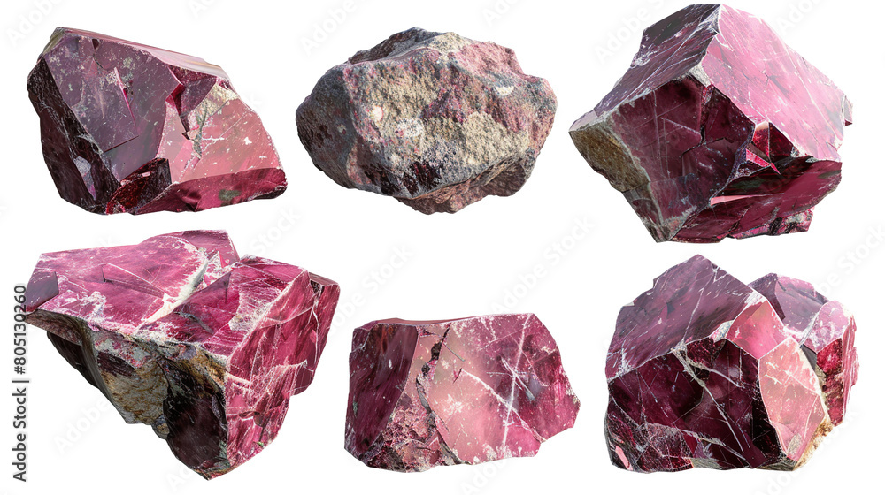 Rhodonite Gemstone Collection: Vibrant 3D Illustrations for Digital Art ...