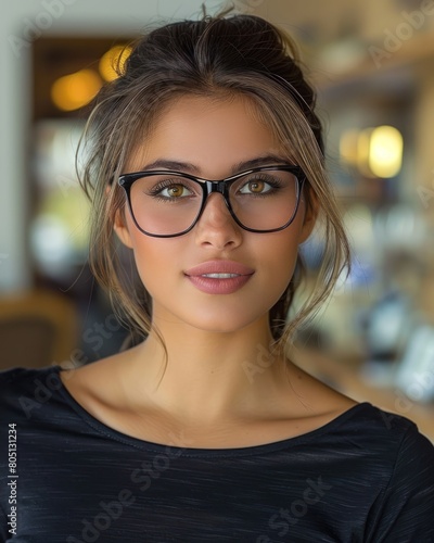 Woman With Glasses Looking at Camera