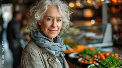 Wallpaper Mural Woman Standing in Front of Table of Food Torontodigital.ca