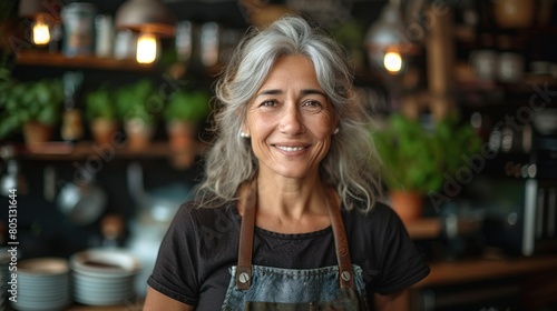 Woman With Grey Hair and Apron