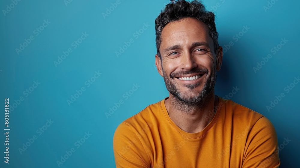 Smiling Man in Yellow Shirt Posing Smiling Man in Yellow Shirt Posing