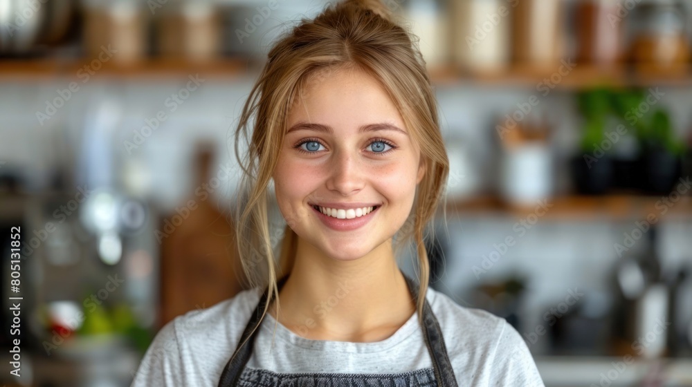 Smiling Woman in Apron