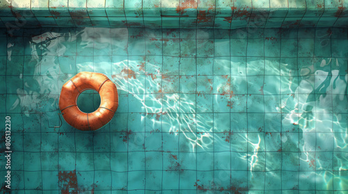 Make a splash with a red rubber ring, perfect for leisurely swimming and water activities. AI generative. photo