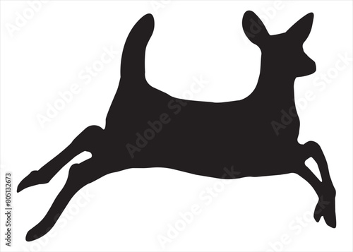 Deer runs silhouette. Vector illustration.