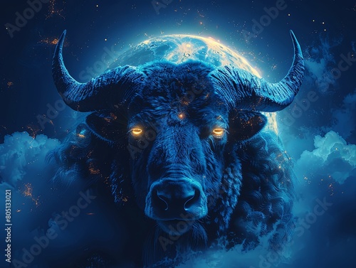 zodiac sign Taurus on the background of the moon