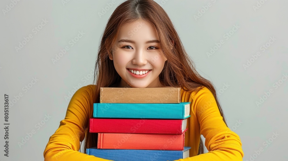 Woman Holding Stack of Books Woman Holding Stack of Books