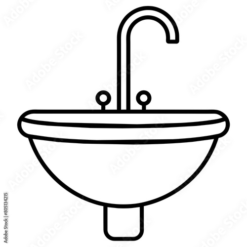 Sink Icon Symbol of Hygiene and Washing Essential Bathroom Symbol
Sanitär Symbole Vector illustration WC black and white line art simple