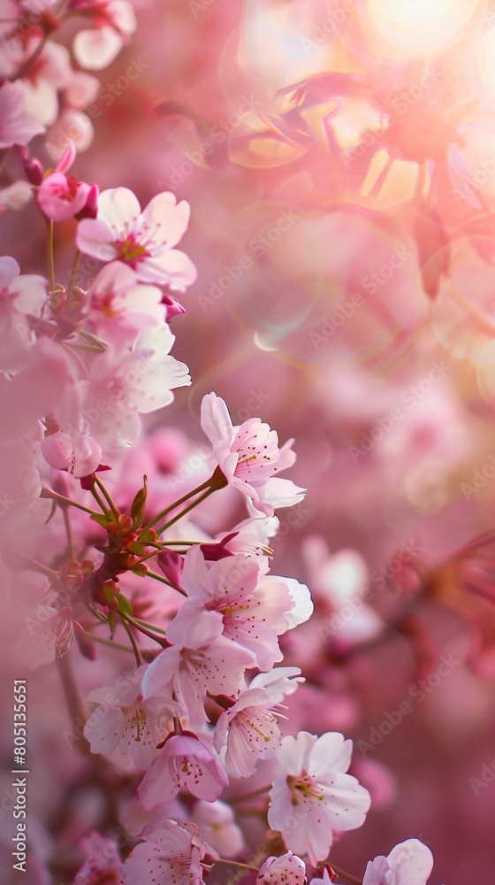 Close up of pink flowers on a tree