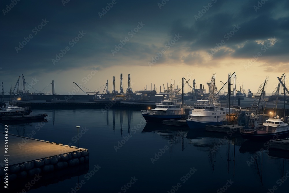 Fototapeta premium Strategic Marine port cargo. Vessel industrial. Generate Ai