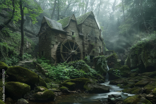 Step into a fairy tale with an enchanting old house, reminiscent of storybook magic. AI generative. photo