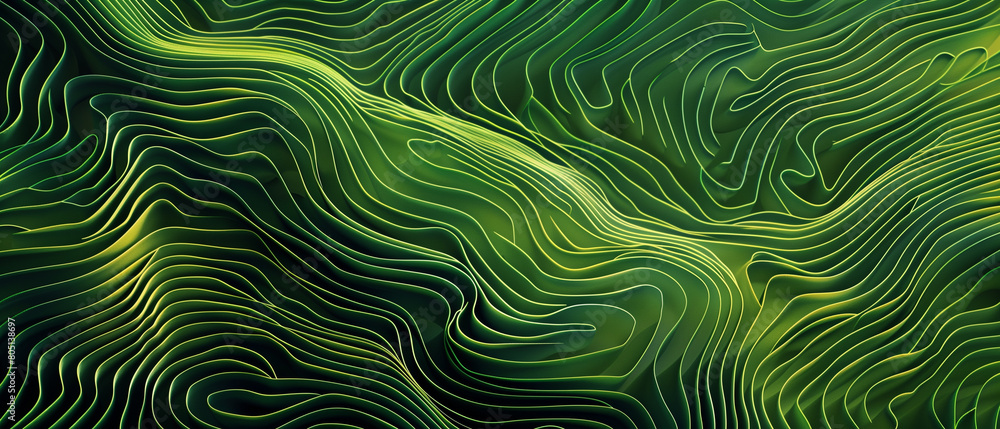 Abstract organic green shapes, green lines, pattern, wave, banner background