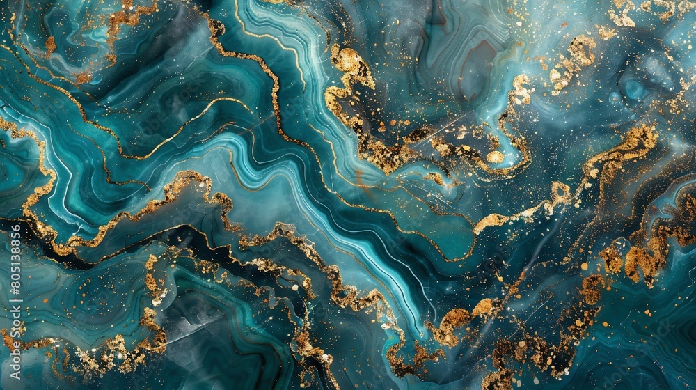 Fototapeta premium luxury turquoise and gold marble slab. abstract backgrounds.