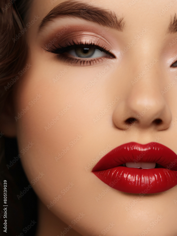 a close up photo of woman in lipstick a close up photo of woman in lipstick