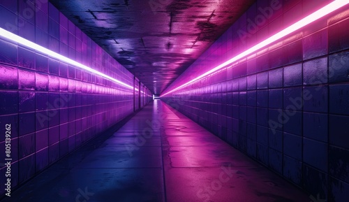 a purple tunnel with purple lights coming out of it