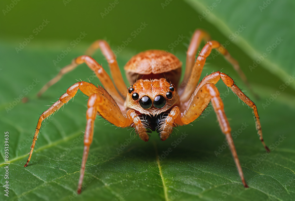 Close up spider on leaf Close up spider on leaf