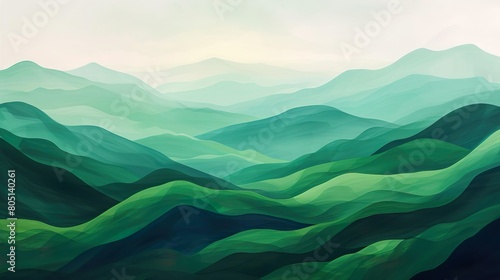Abstract Green mountain illustration background.