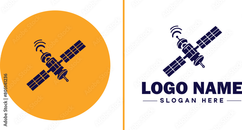 Fototapeta premium satellite icon technology communication flat satellite logo sign symbol editable vector