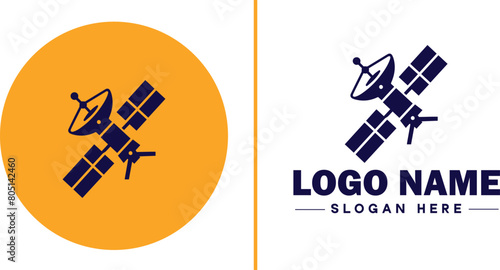 satellite icon technology communication flat satellite logo sign symbol editable vector