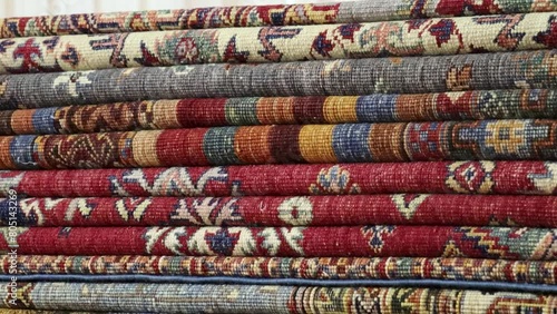 Close-up view of Traditional Afghani carpet photo