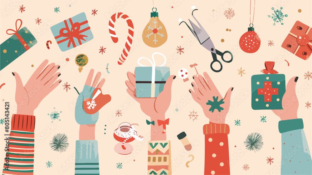 Hands holding medical equipment and Christmas decoration