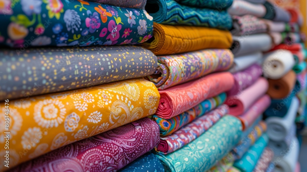 A journey through a Fabric Store Laden with Rolls of Vibrant Fabrics, an Extensive Range of Patterns, and an Arsenal of Sewing Supplies Perfect A journey through a Fabric Store Laden with Rolls of Vibrant Fabrics, an Extensive Range of Patterns, and an Arsenal of Sewing Supplies Perfect