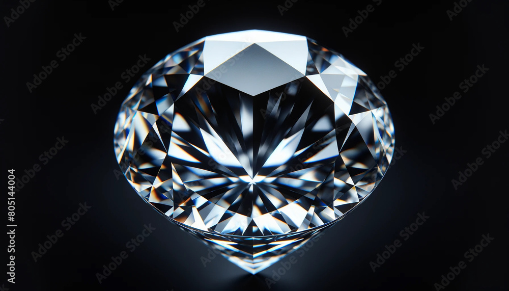 A glowing diamond in extreme close-up, emphasizing the geometric precision of its facets. The background is completely black to enhance the contrast and highlight the natural sparkle of the diamond. I A glowing diamond in extreme close-up, emphasizing the geometric precision of its facets. The background is completely black to enhance the contrast and highlight the natural sparkle of the diamond. I
