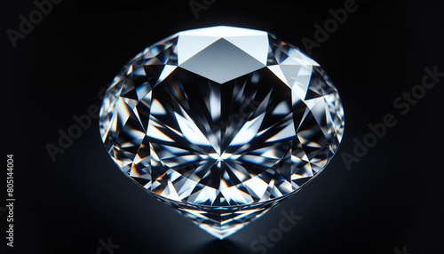A glowing diamond in extreme close-up  emphasizing the geometric precision of its facets. The background is completely black to enhance the contrast and highlight the natural sparkle of the diamond. I