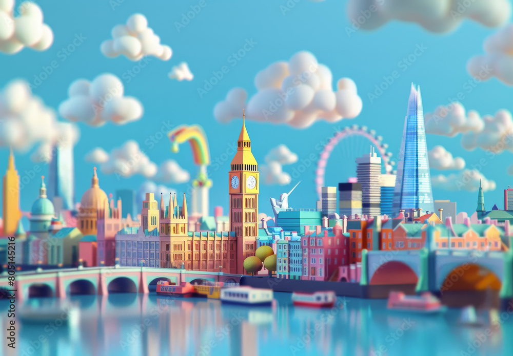 Obraz premium Cartoon city view