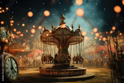Celestial Clockwork Carnival Countdown: A celestial-themed carnival with rides and games counting down to a cosmic spectacle.