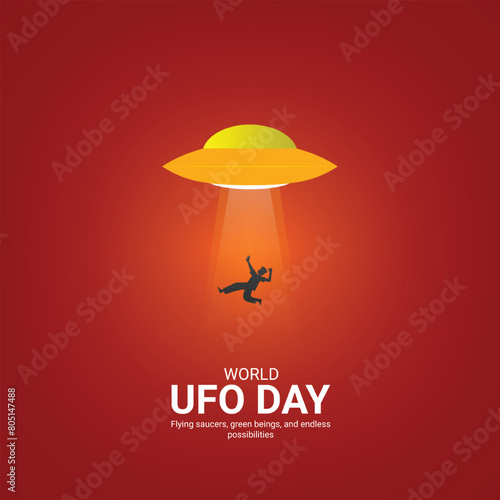 World ufo day creative ads.World ufo day design, july 2, illustration on night galaxy gradient color background design