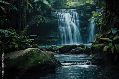 Mystical Waterfall Countdown: A waterfall with magical waters, counting down to the revelation of a hidden realm.
