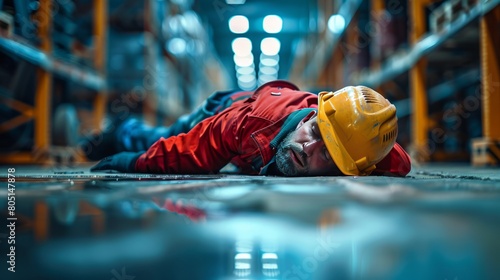 Warehouse Worker Found Unconscious, Lying on the Concrete Floor After a Fall, Prompting Urgent Response