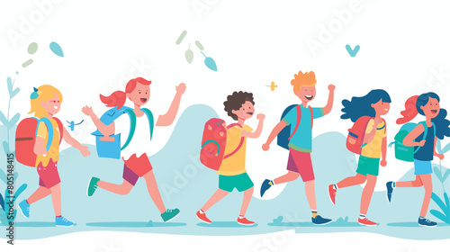 Happy kids background to school concept. Banner or landing