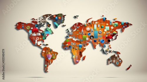 Global Connectivity Concept  World Map Shape Crafted with Social Media Icons  Symbolizing Digital Networking and Online Community Communication Worldwide