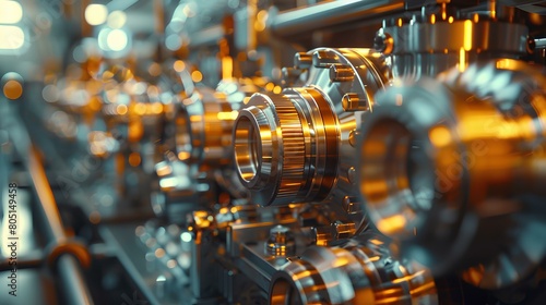 close-up,portrait of high-performance machinery technology, depicting the intricate details of machinery reliability and efficiency optimization in modern industrial settings,