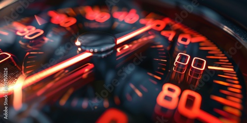 A close up of a speedometer with the numbers 80 and 90 on it photo