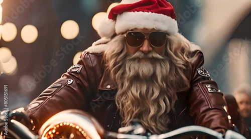 Edgy Santa: Father Christmas Spotted in Leather Jacket and Sunglasses