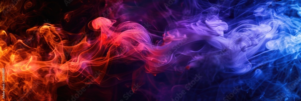 Fire Abstract. Dramatic Smoke and Fog in Contrasting Vivid Colors for Intense and Powerful Abstract Background