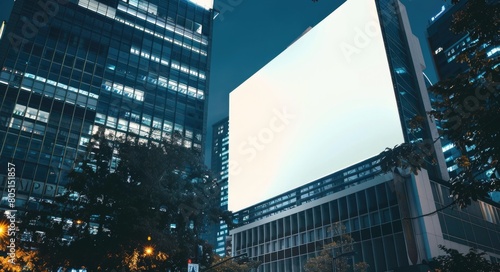 City Sign. White LED Screen Mockup for Advertising with Copy Space