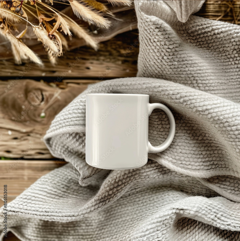 mug mockup, blanket background, handheld, aerial view, minimalist outlines, large-scale, captivating, product sitting on table, photorealistic, blank white mug, taken in a house mug mockup, blanket background, handheld, aerial view, minimalist outlines, large-scale, captivating, product sitting on table, photorealistic, blank white mug, taken in a house