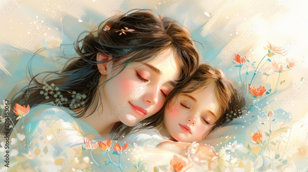 Closeup photo of beautiful young mother hold arms little daughter Closeup photo of beautiful young mother hold arms little daughter