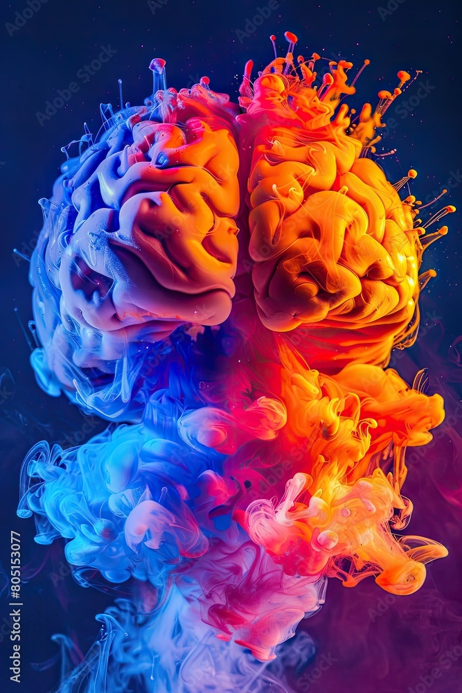 Obraz premium Creativity concept with a brain exploding in colors. Mind blown concept