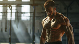 bodybuilder person in the gym, male torso