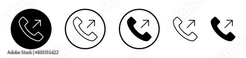 Outgoing Call Icon Collection. Symbols for Outgoing Calls in Vector Format. photo